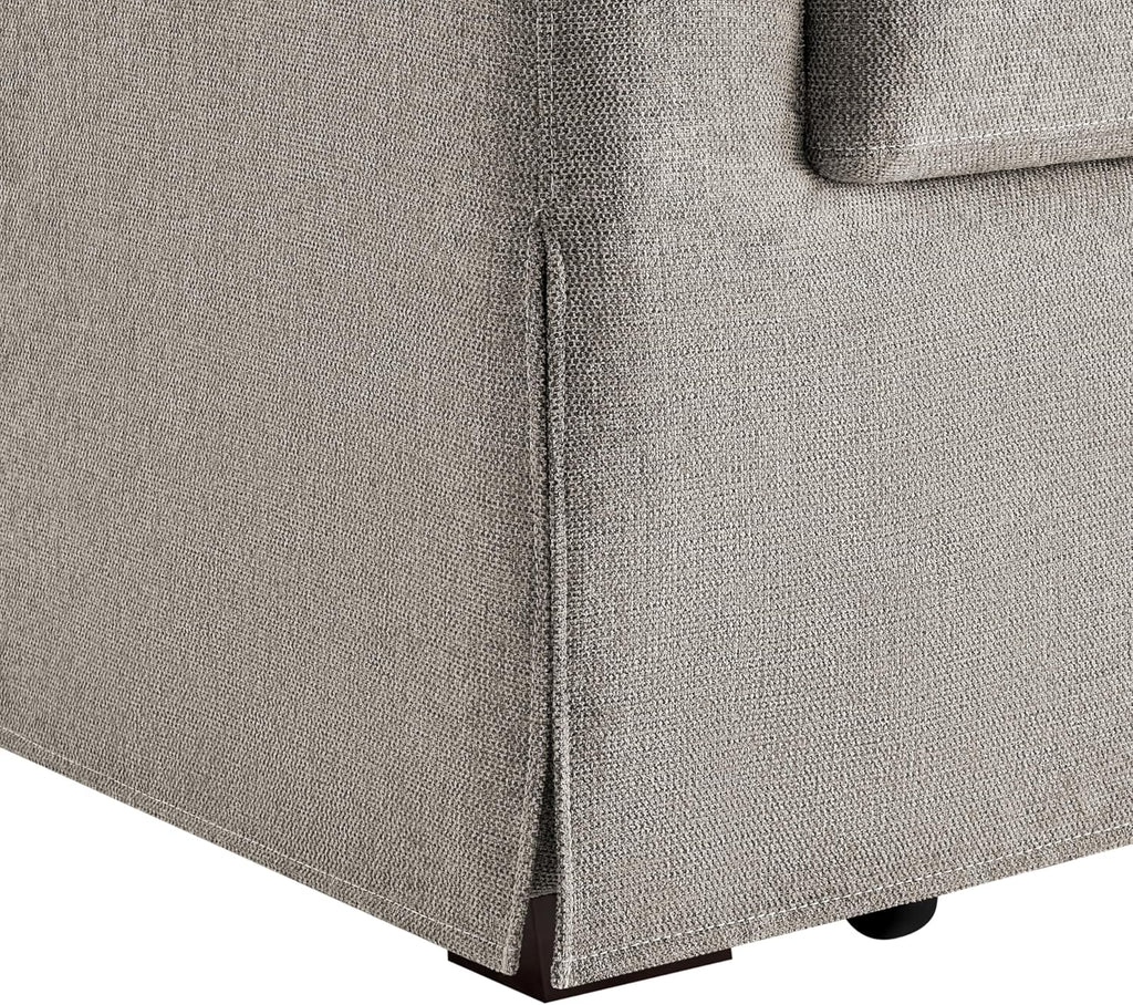 Serta® Hawthorne 90.6' Slipcovered Queen-Size Convertible Pop-up Sofa, Dreamcoil® Comfort, Woven Polyester Blend Fabric, Flax