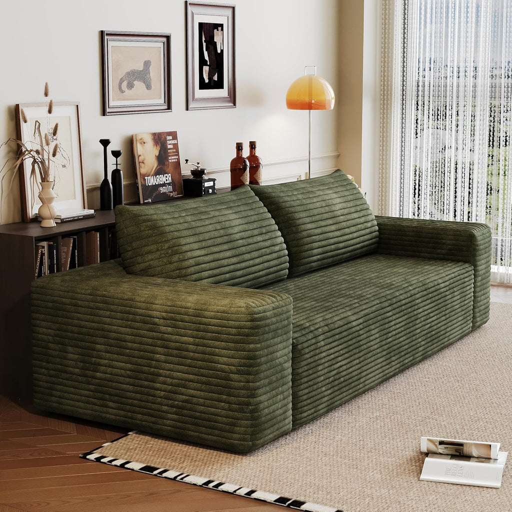 3 Seater Couch for Living Room, 71.3 INCH Fluffy Corduroy Boneless Couch Cloud Loveseat with Wide Armrest, Upholstered Floor Sofa in A Box, No Assembly Required