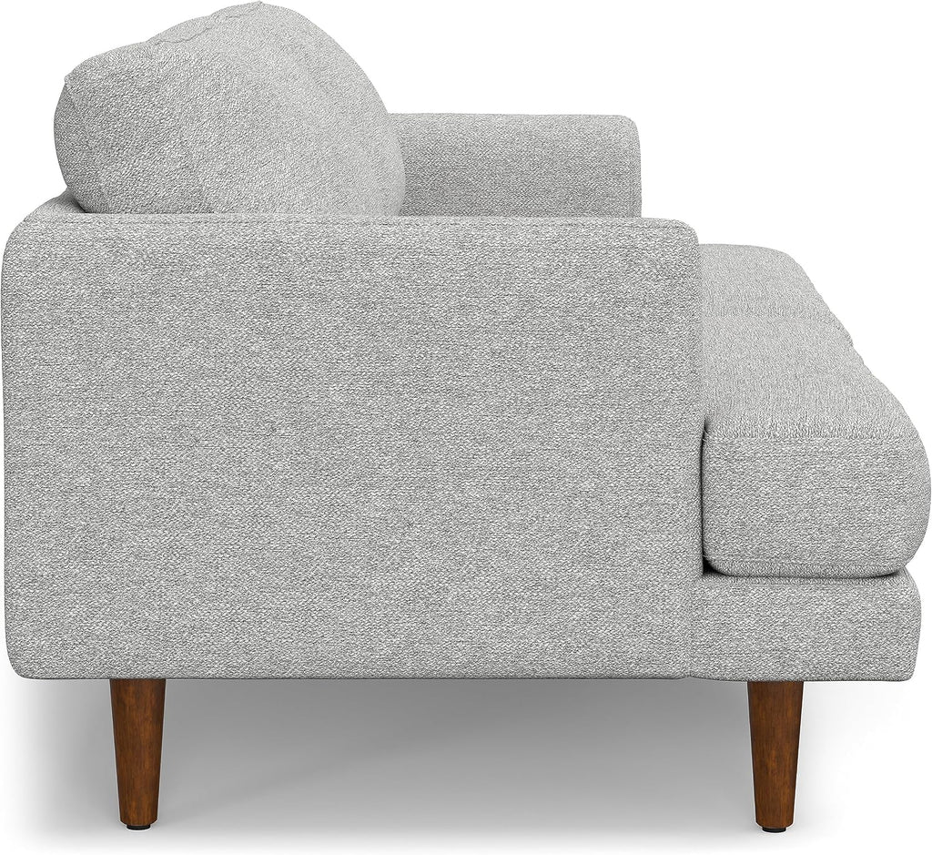 SIMPLIHOME Livingston 76' Wide x 33' High Sofa in Mist Grey Woven-Blend Fabric, Handcrafted Loveseat Couch for Living Room or Family Room, Mid-Century Modern Style, Solid Wood Frame