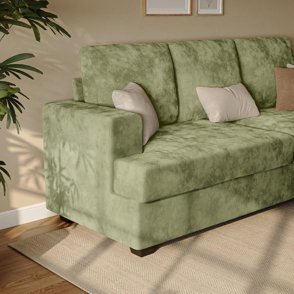 89' Green Couches for Living Room, 3 Seater Couch with Deep Seat, Oversized Loveseat Sofa for Apartment and Small Spaces