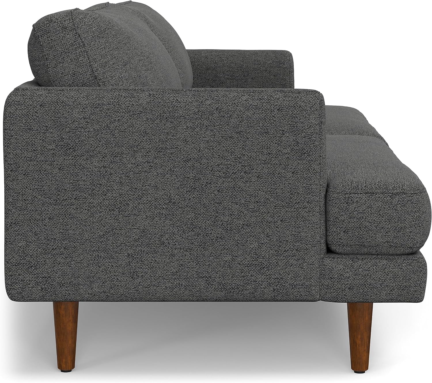 SIMPLIHOME Livingston 90-inch Wide Sofa in Charcoal Grey Woven-Blend Fabric, Handcrafted Mid-Century Modern Oversized 3-Seater Couch Sofa for Living Room or Family Room, Solid Wood Frame