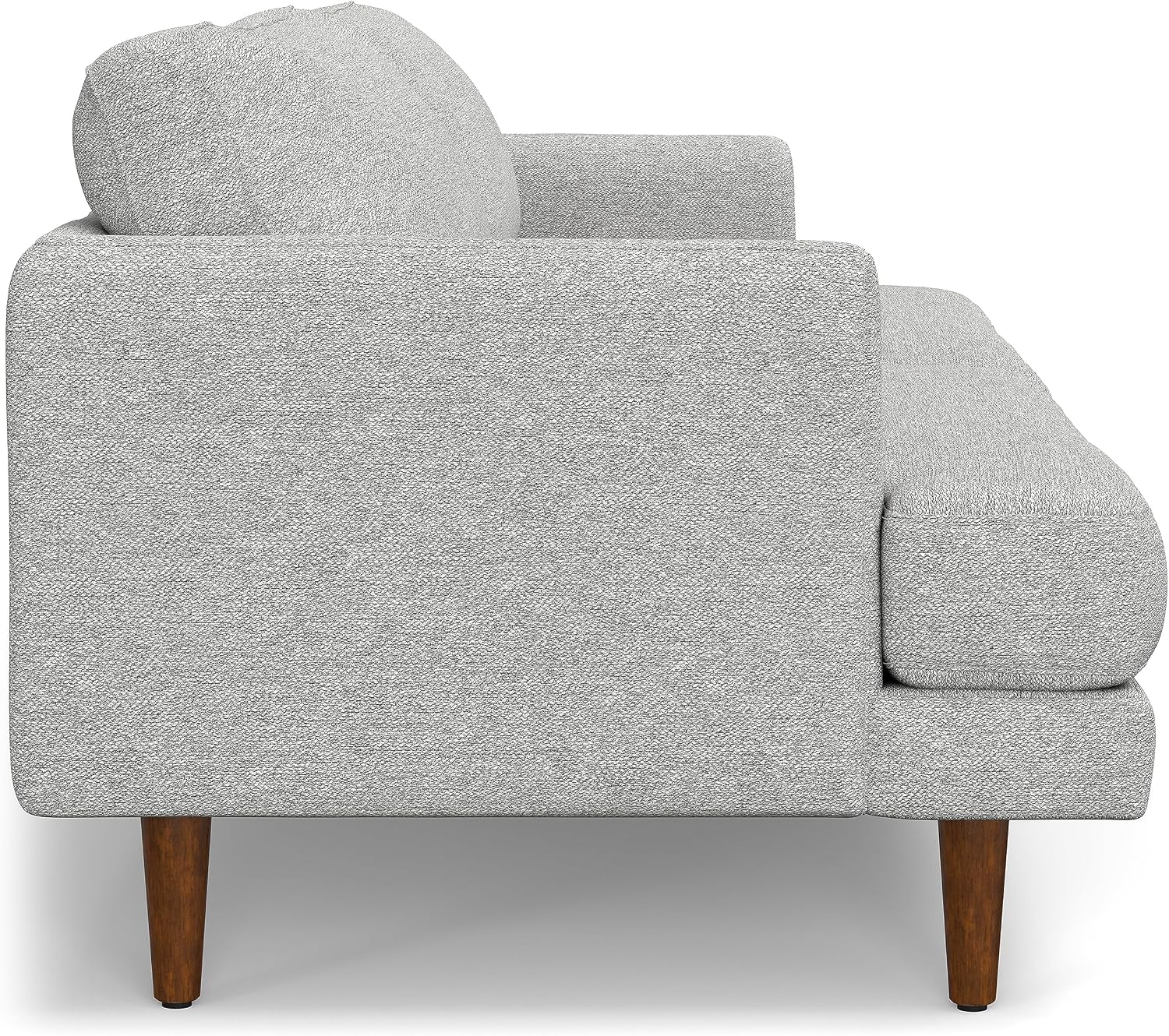 SIMPLIHOME Livingston 90-inch Wide Sofa in Mist Grey Woven-Blend Fabric, Handcrafted Mid-Century Modern Oversized 3-Seater Couch Sofa for Living Room or Family Room, Solid Wood Frame