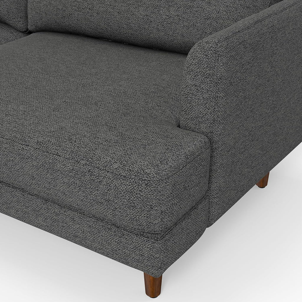 SIMPLIHOME Livingston 90-inch Wide Sofa in Charcoal Grey Woven-Blend Fabric, Handcrafted Mid-Century Modern Oversized 3-Seater Couch Sofa for Living Room or Family Room, Solid Wood Frame