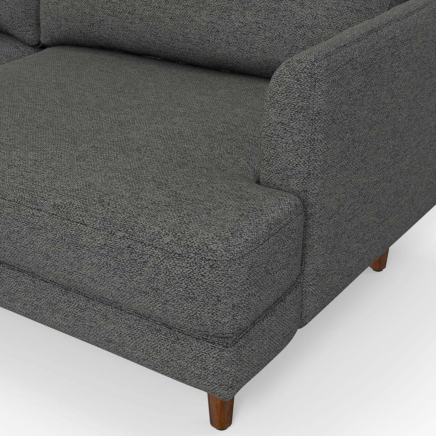 SIMPLIHOME Livingston 90-inch Wide Sofa in Charcoal Grey Woven-Blend Fabric, Handcrafted Mid-Century Modern Oversized 3-Seater Couch Sofa for Living Room or Family Room, Solid Wood Frame