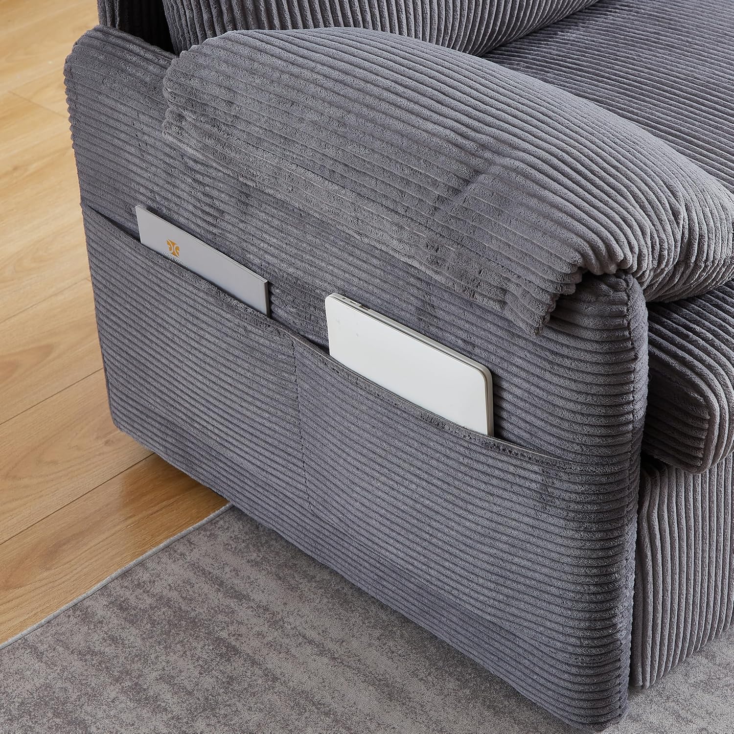 Eafurn 3 in 1 Convertible Pull Out Sleeper Sofa Couch Bed Queen Size, Corduroy Pullout Lounge Loveseat RV Sofa&Couches Sofabed with Soft Pillows Armrest,Side Pockers for Living Room Apartment