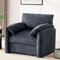 Howjoe Chenille Oversized Armchair, 38.6' Wide Accent Chairs for Living Room & Bedroom Modern Lounge Chair, Upholstered Mid-Century Reading Chair, Comfy Living Room Chair, Single Sofa Chair, Blue
