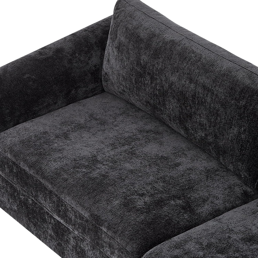 Christopher Knight Home Taki 89 Inches Sofa Couch, Cozy Chenille Upholstered 3-Seater Sofa, Wood Frame Couches, Comfy Home Sofa Living Room and Office, Lounge Seating with Armrests, Black