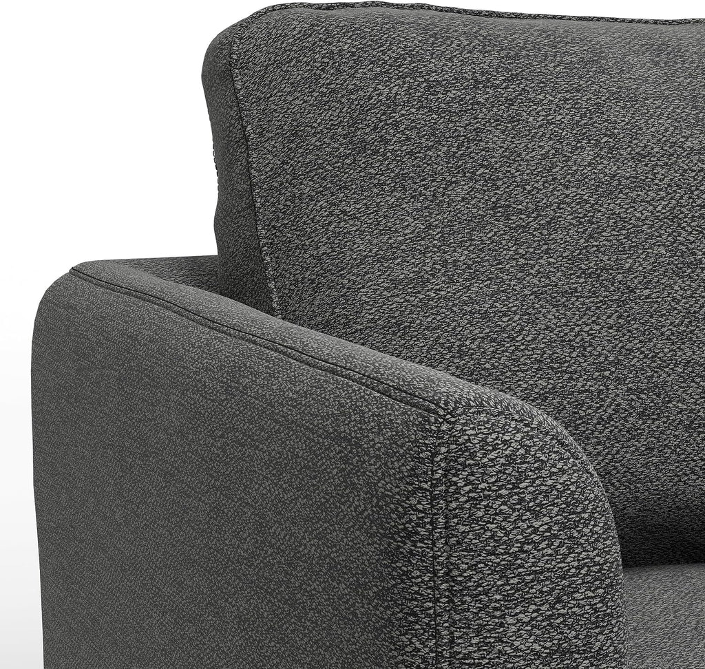 SIMPLIHOME Livingston 90-inch Wide Sofa in Charcoal Grey Woven-Blend Fabric, Handcrafted Mid-Century Modern Oversized 3-Seater Couch Sofa for Living Room or Family Room, Solid Wood Frame