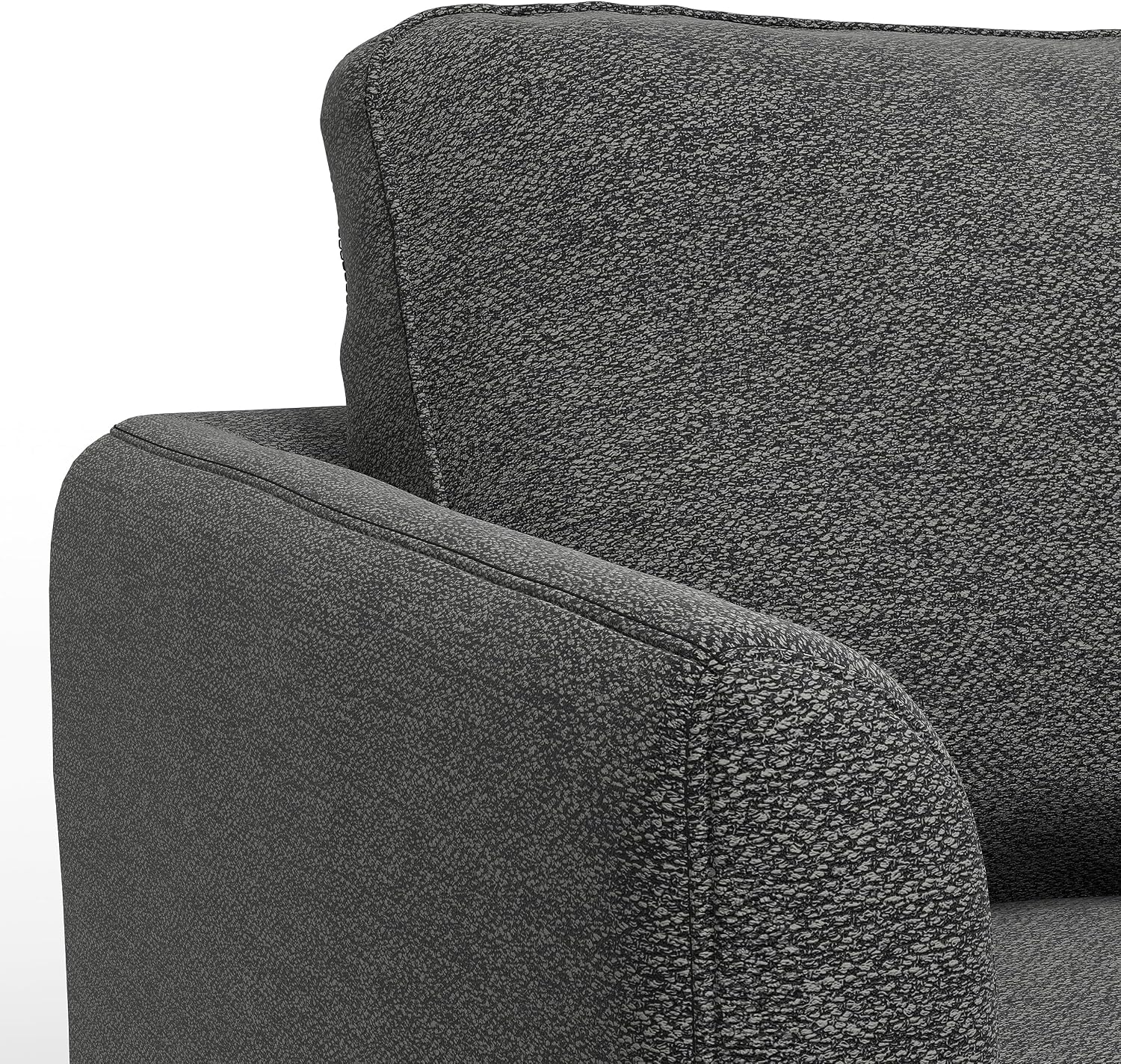 SIMPLIHOME Livingston 90-inch Wide Sofa in Charcoal Grey Woven-Blend Fabric, Handcrafted Mid-Century Modern Oversized 3-Seater Couch Sofa for Living Room or Family Room, Solid Wood Frame