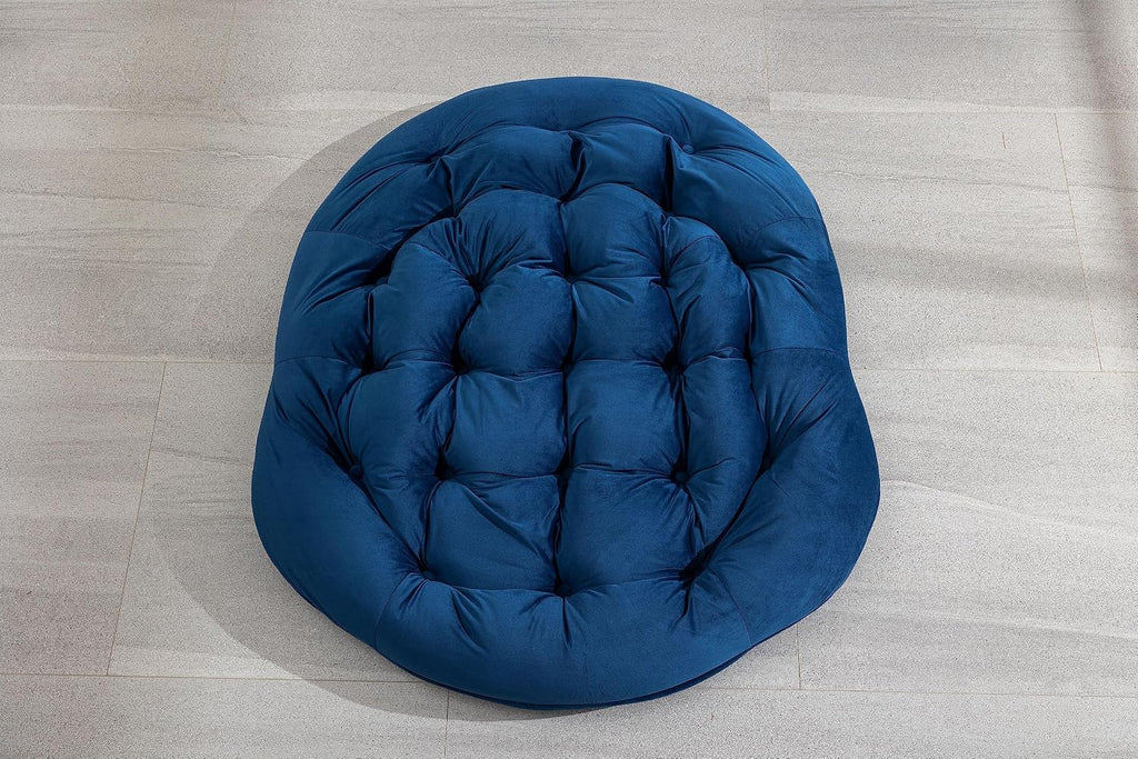 Patio Rocking Chairs, Patio Oversized Egg Rocking Chair,Indoor & Outdoor Upholstered Papasan Chairs, Modern Lounge Chair for Balcony,Living Room Patio, Front Porch, Garden (Navy Blue)