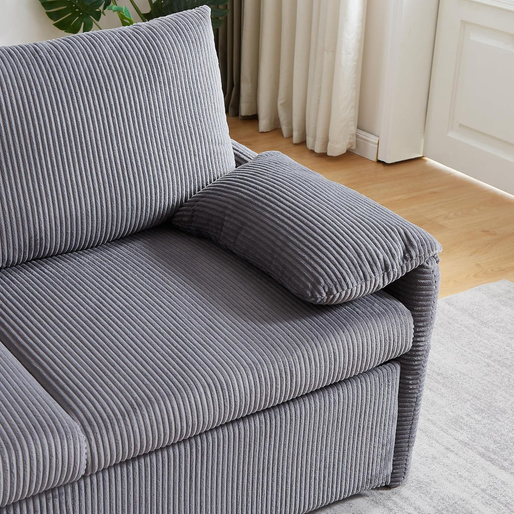 Eafurn 3 in 1 Convertible Pull Out Sleeper Sofa Couch Bed Queen Size, Corduroy Pullout Lounge Loveseat RV Sofa&Couches Sofabed with Soft Pillows Armrest,Side Pockers for Living Room Apartment