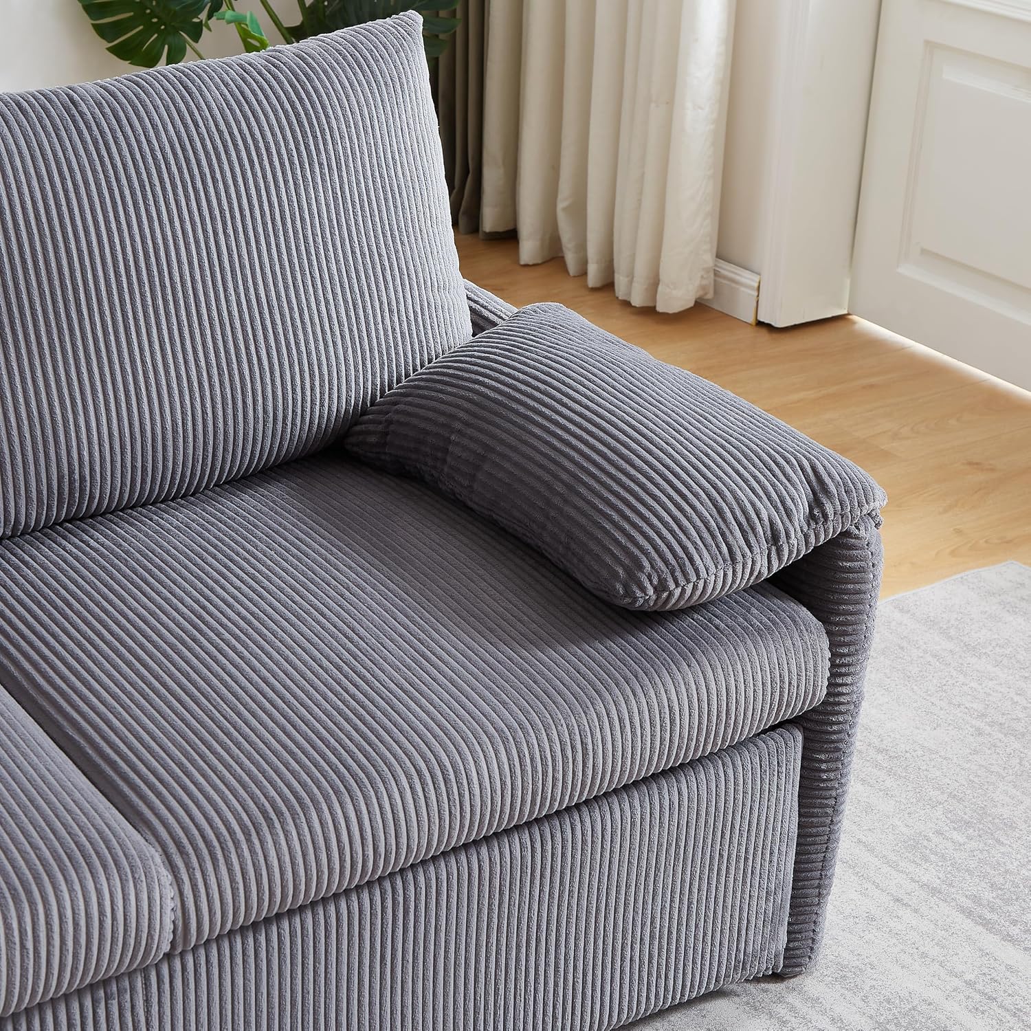 Eafurn 3 in 1 Convertible Pull Out Sleeper Sofa Couch Bed Queen Size, Corduroy Pullout Lounge Loveseat RV Sofa&Couches Sofabed with Soft Pillows Armrest,Side Pockers for Living Room Apartment