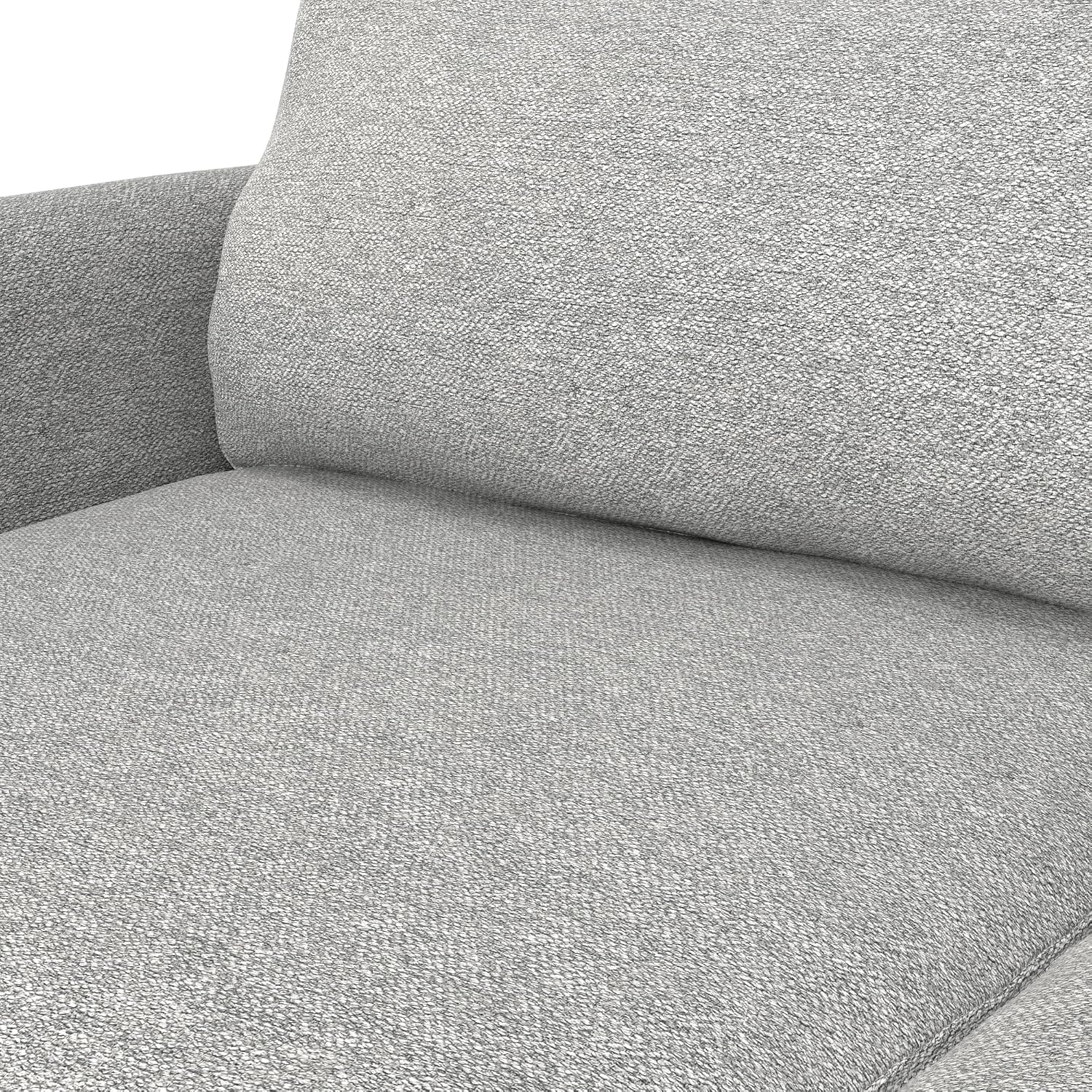 SIMPLIHOME Livingston 90-inch Wide Sofa in Mist Grey Woven-Blend Fabric, Handcrafted Mid-Century Modern Oversized 3-Seater Couch Sofa for Living Room or Family Room, Solid Wood Frame