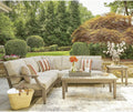 Signature Design by Ashley Clare View Symmetrical Contemporary 3-Piece Outdoor Sectional with Cushion and 6 Throw Pillows, Beige