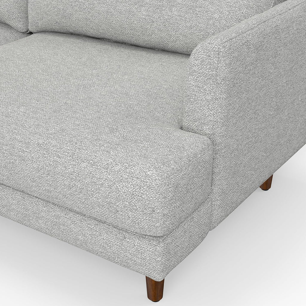 SIMPLIHOME Livingston 90-inch Wide Sofa in Mist Grey Woven-Blend Fabric, Handcrafted Mid-Century Modern Oversized 3-Seater Couch Sofa for Living Room or Family Room, Solid Wood Frame