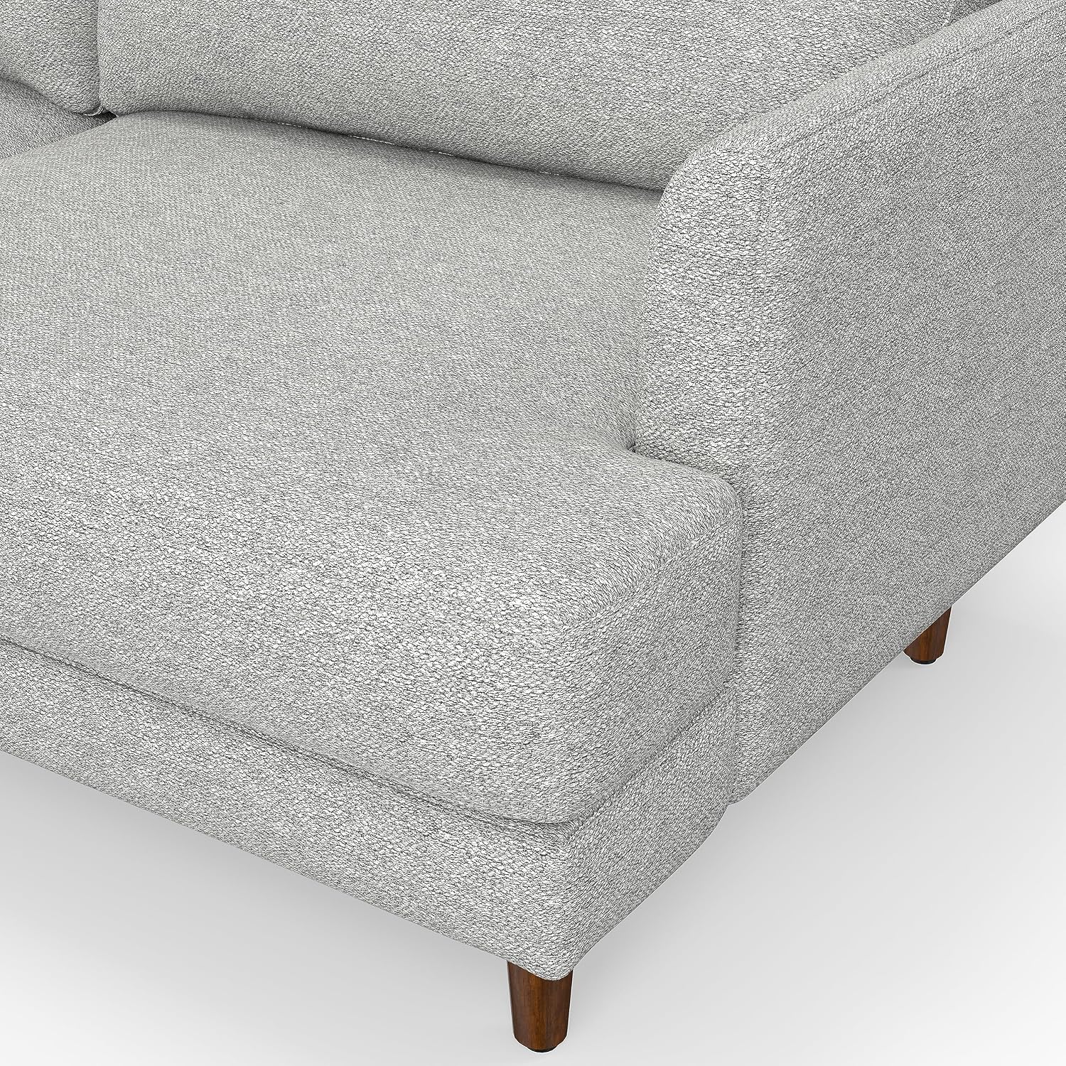 SIMPLIHOME Livingston 90-inch Wide Sofa in Mist Grey Woven-Blend Fabric, Handcrafted Mid-Century Modern Oversized 3-Seater Couch Sofa for Living Room or Family Room, Solid Wood Frame