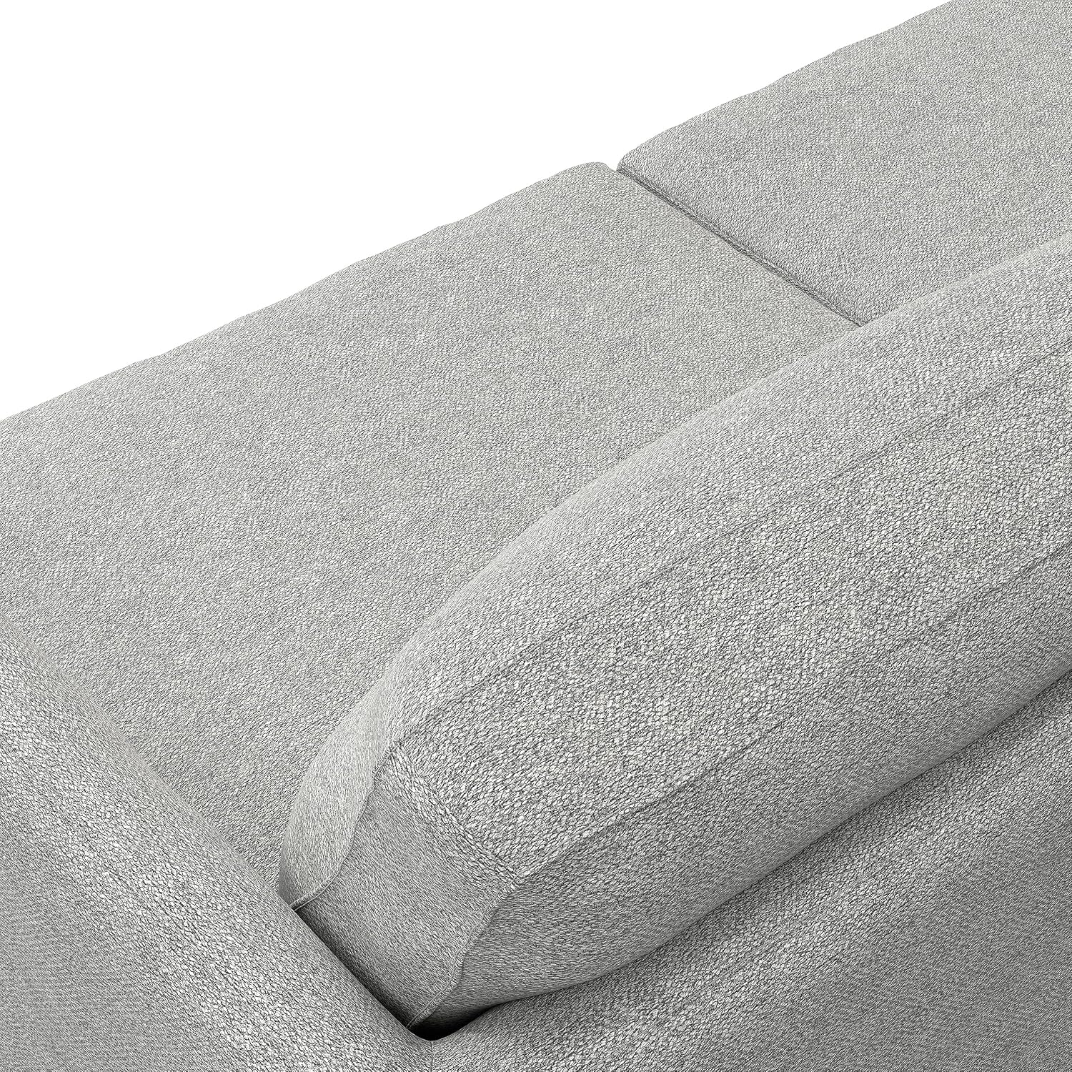 SIMPLIHOME Livingston 90-inch Wide Sofa in Mist Grey Woven-Blend Fabric, Handcrafted Mid-Century Modern Oversized 3-Seater Couch Sofa for Living Room or Family Room, Solid Wood Frame